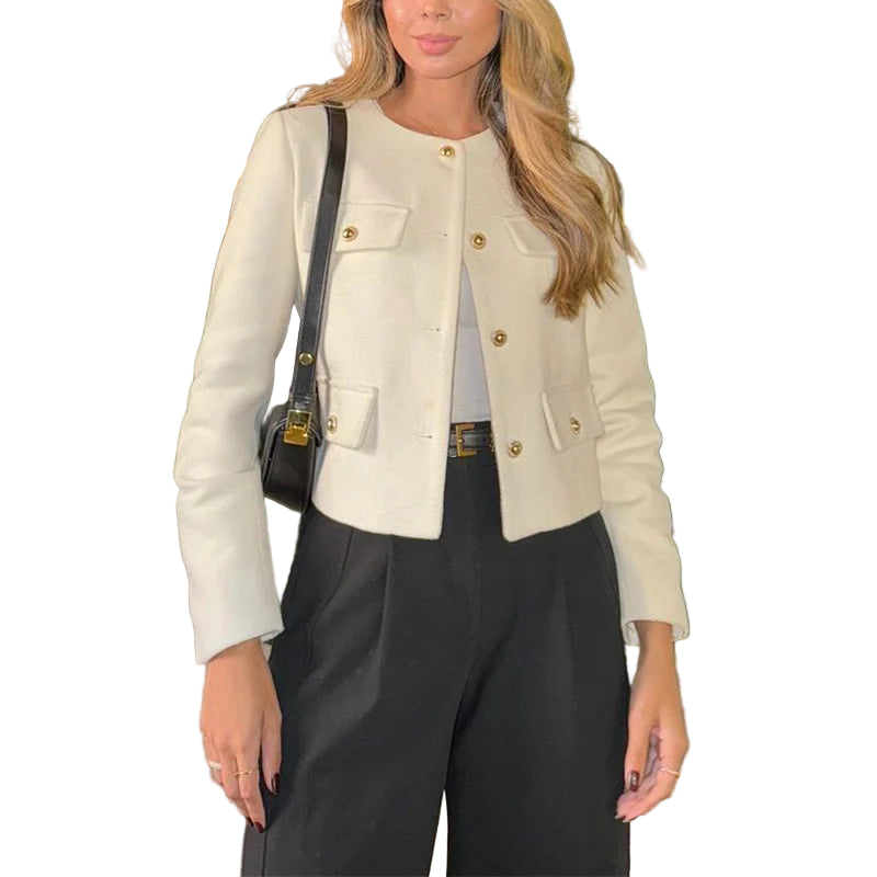 Women's Cropped Button-Front Jacket