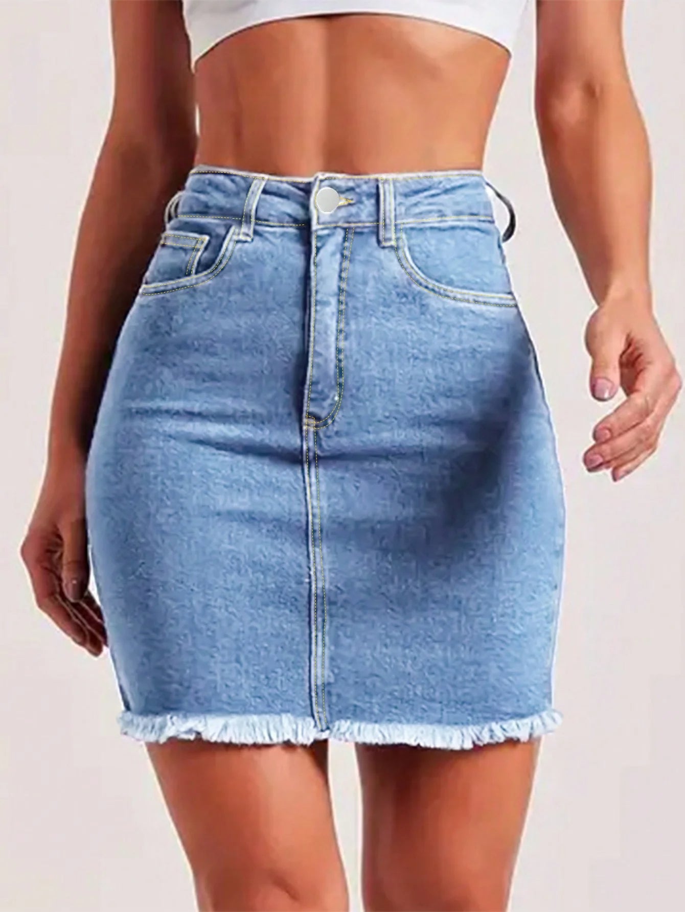 Women's Light-Wash Denim Mini Skirt