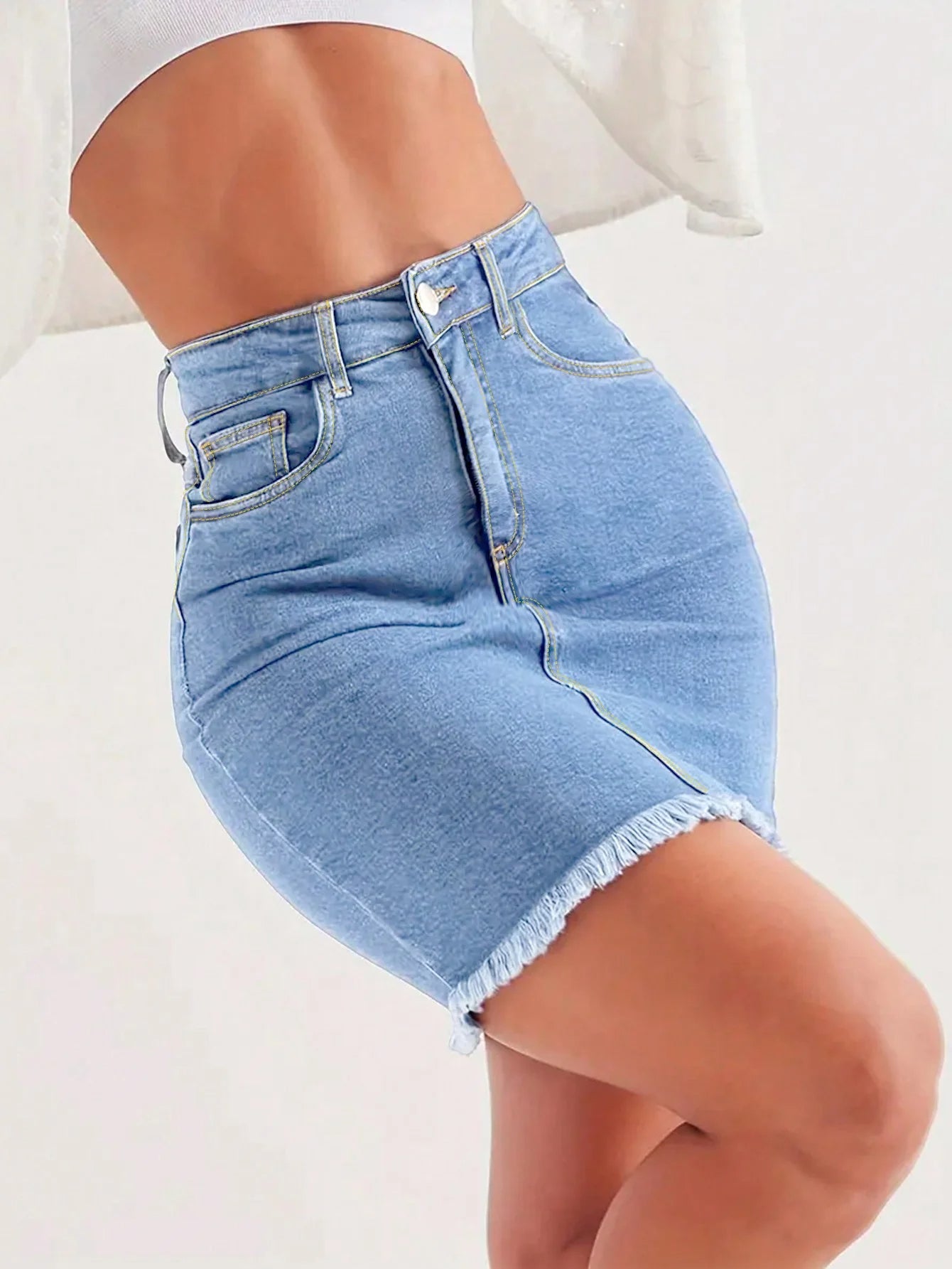 Women's Light-Wash Denim Mini Skirt