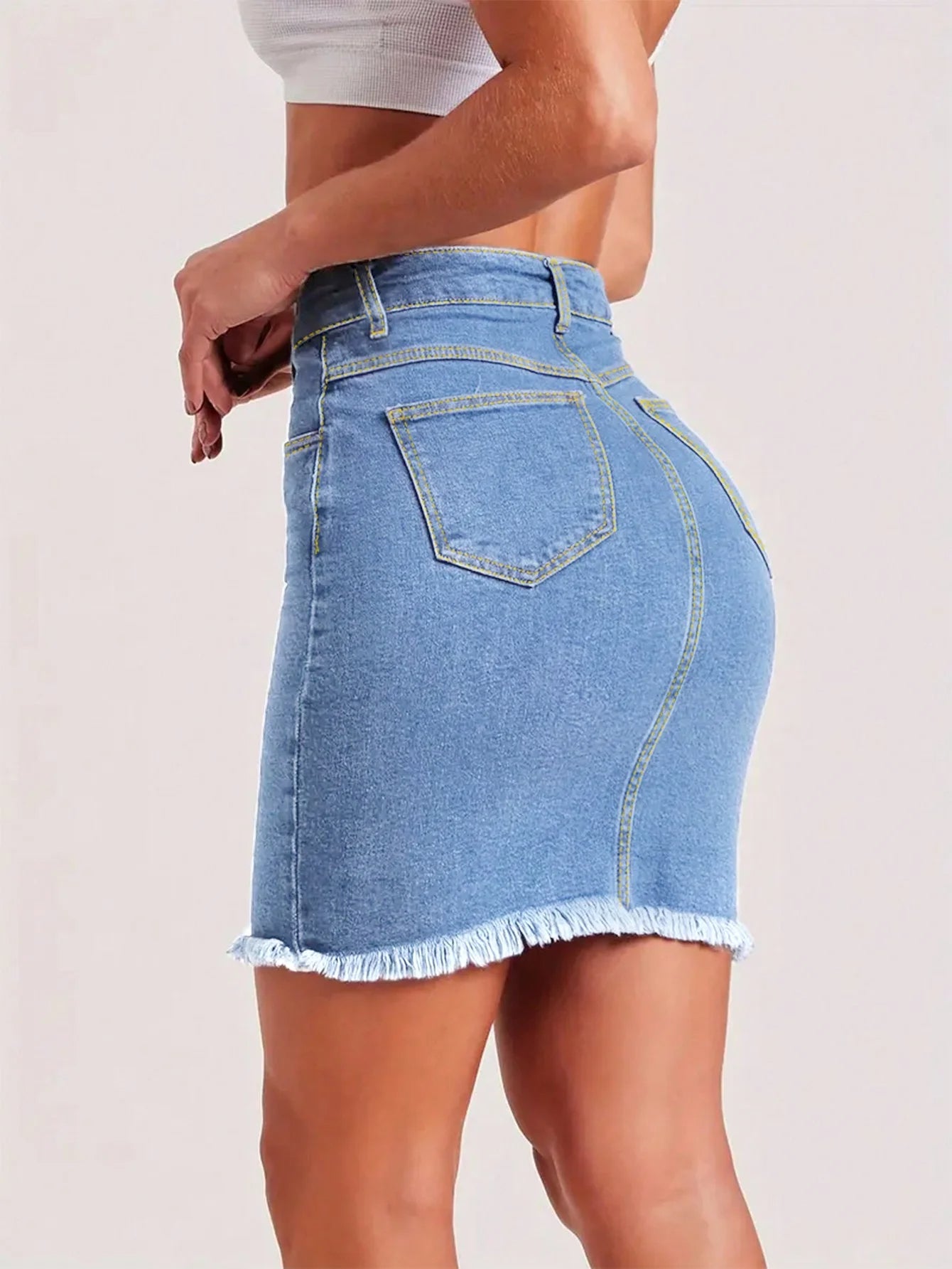 Women's Light-Wash Denim Mini Skirt