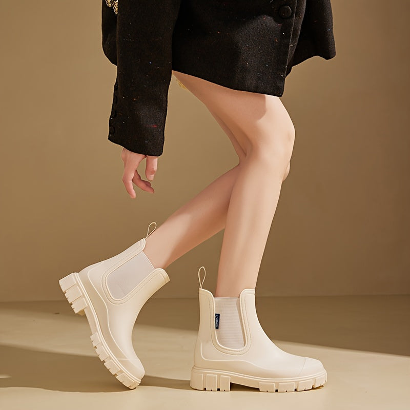 Women’s Ankle Boots with Elastic Side Panels and Chunky Sole