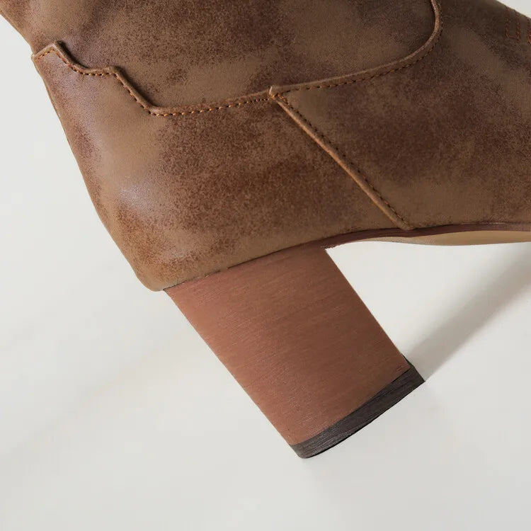 Women’s Knee-High Boots with Side Zipper and Block Heel