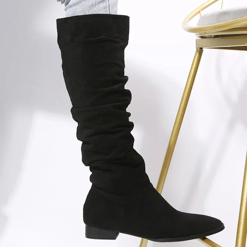 Women’s Knee-High Boots with Slouch and Flat Sole
