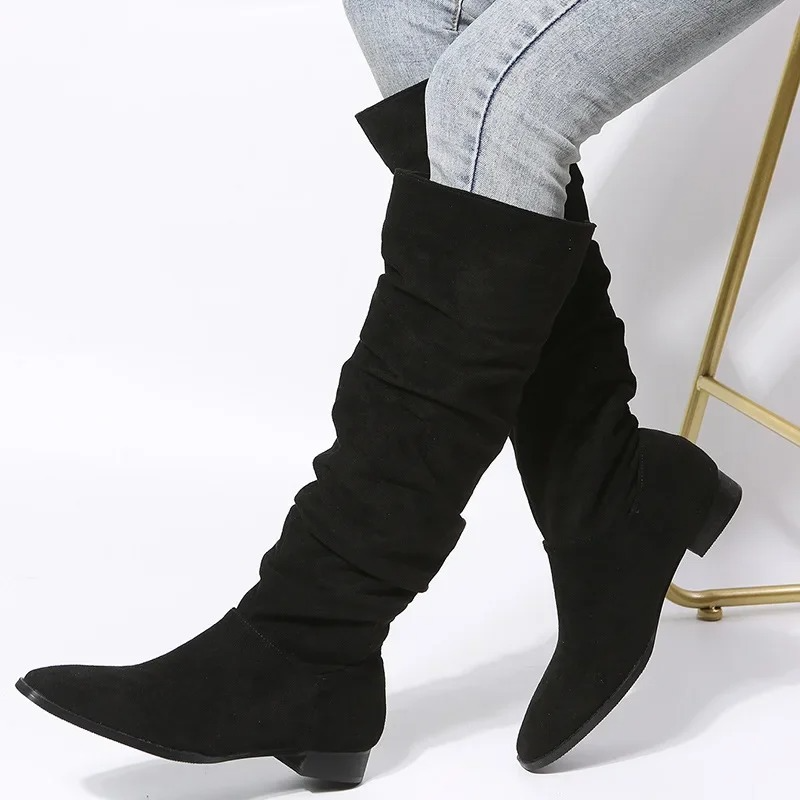 Women’s Knee-High Boots with Slouch and Flat Sole