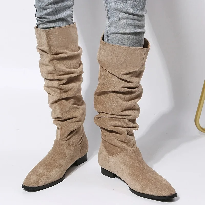 Women’s Knee-High Boots with Slouch and Flat Sole