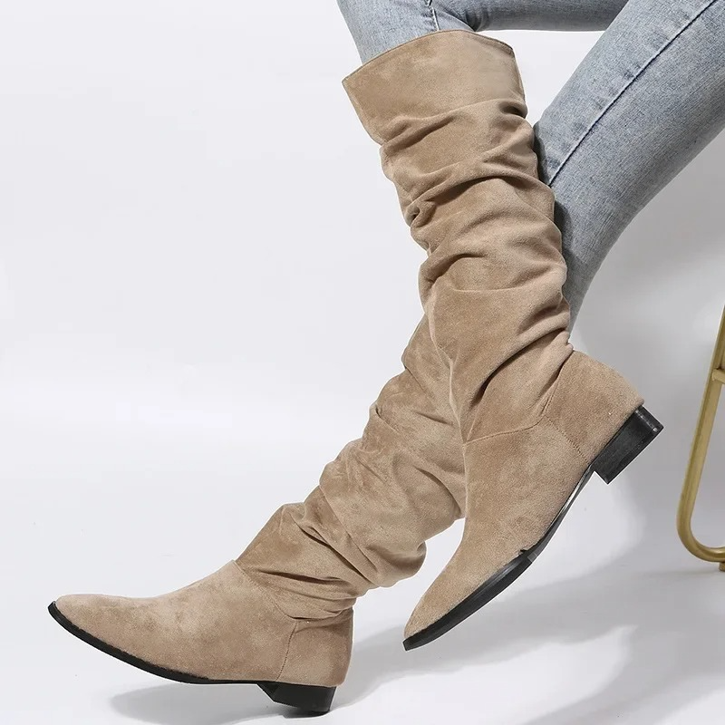 Women’s Knee-High Boots with Slouch and Flat Sole