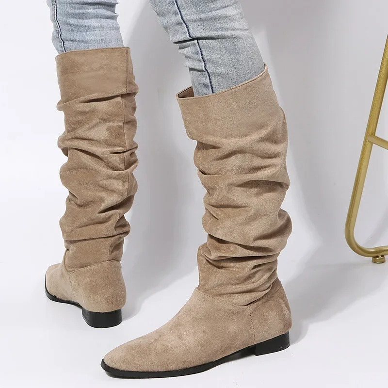 Women’s Knee-High Boots with Slouch and Flat Sole
