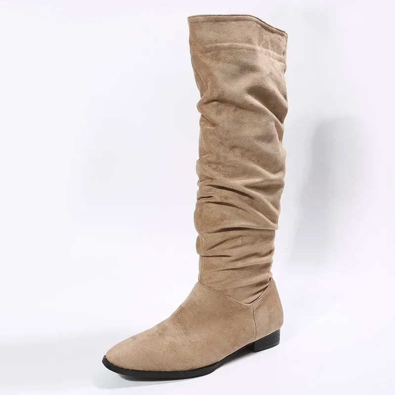 Women’s Knee-High Boots with Slouch and Flat Sole