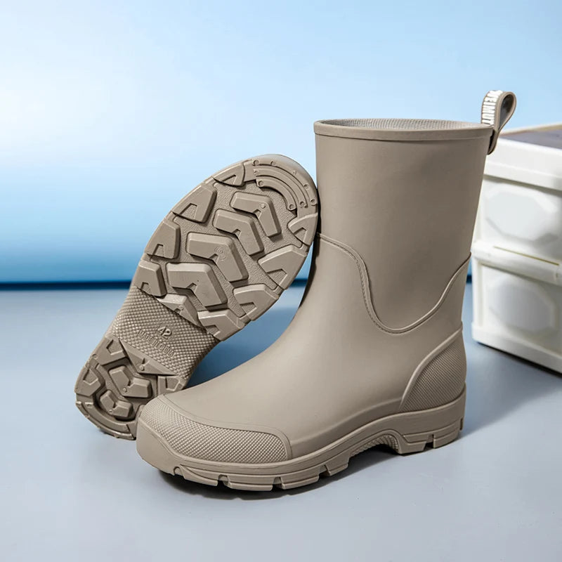 Women’s Mid-Calf Boots with Pull Tab and Treaded Sole
