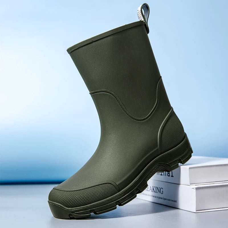 Women’s Mid-Calf Boots with Pull Tab and Treaded Sole