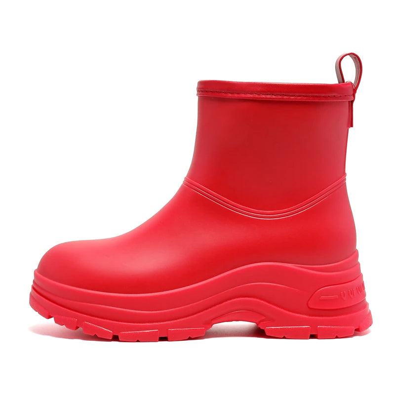 Women’s Mid-Calf Boots with Thick Sole and Pull Tab