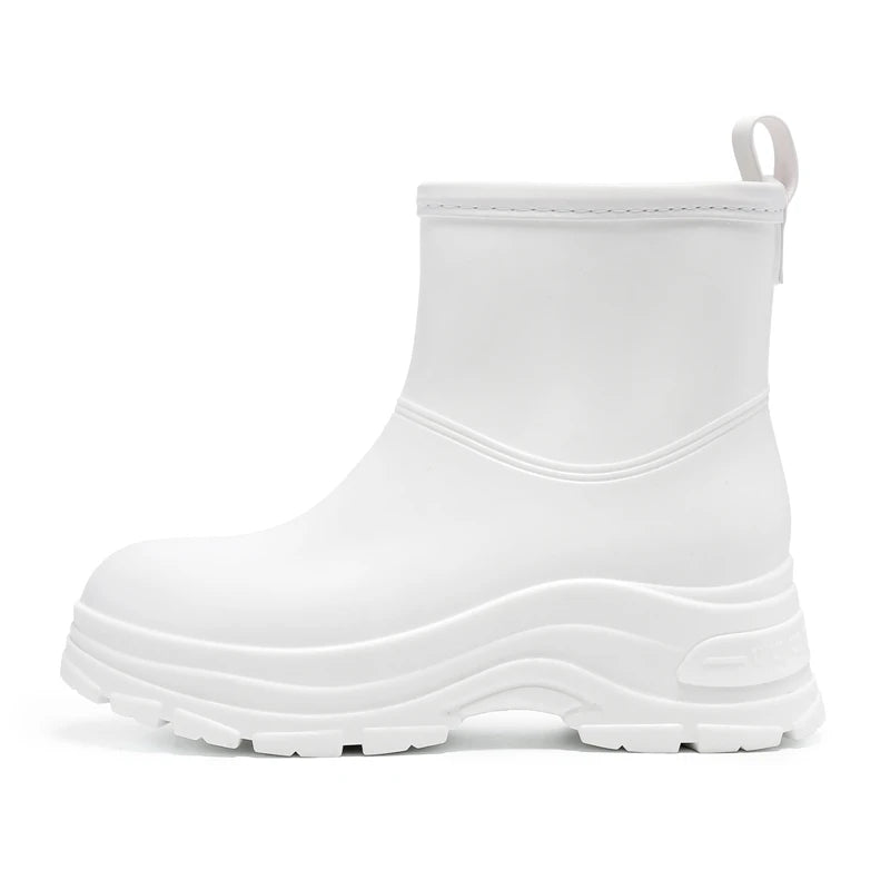 Women’s Mid-Calf Boots with Thick Sole and Pull Tab