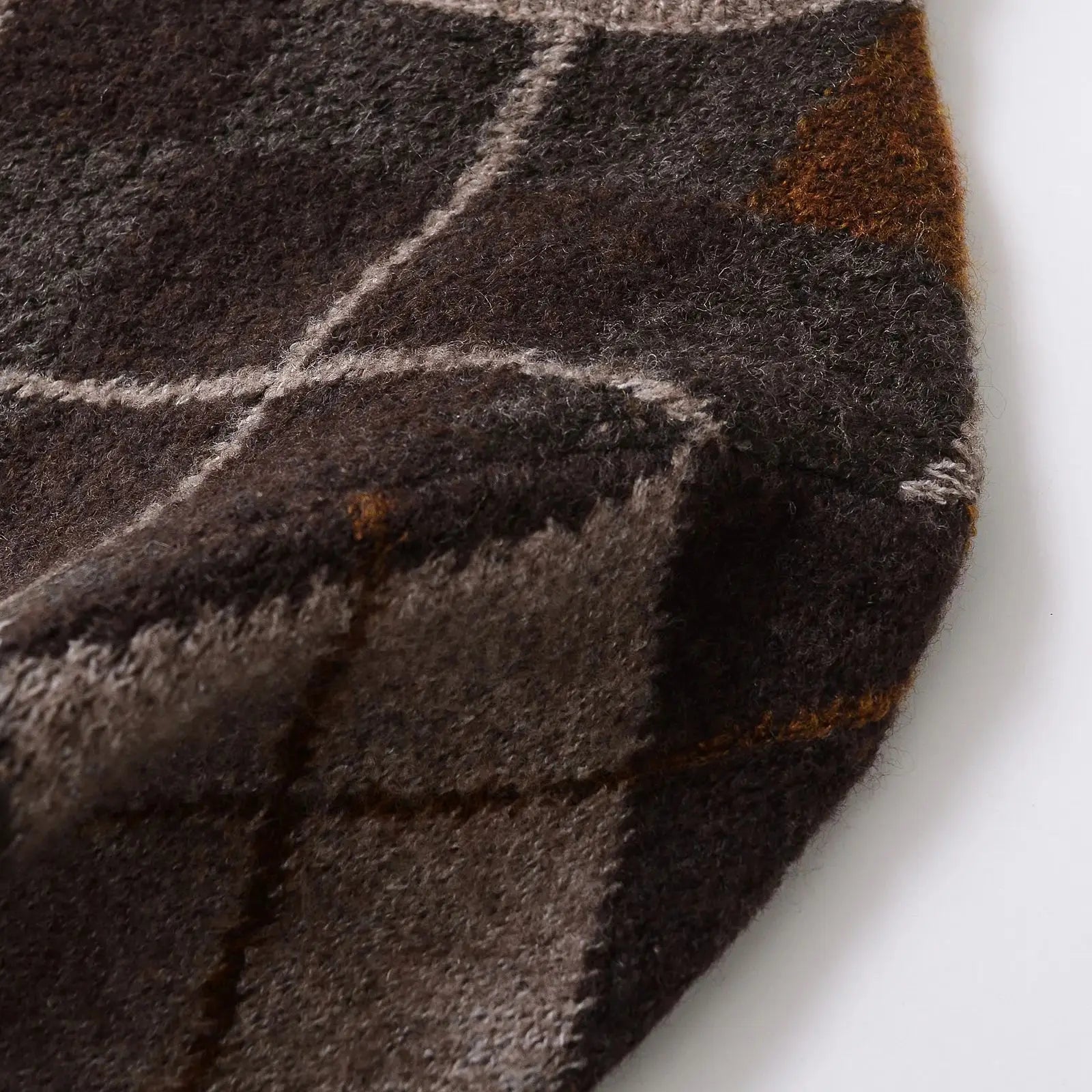 Women's Argyle Cardigan with Button-Front Closure and Ribbed Edges