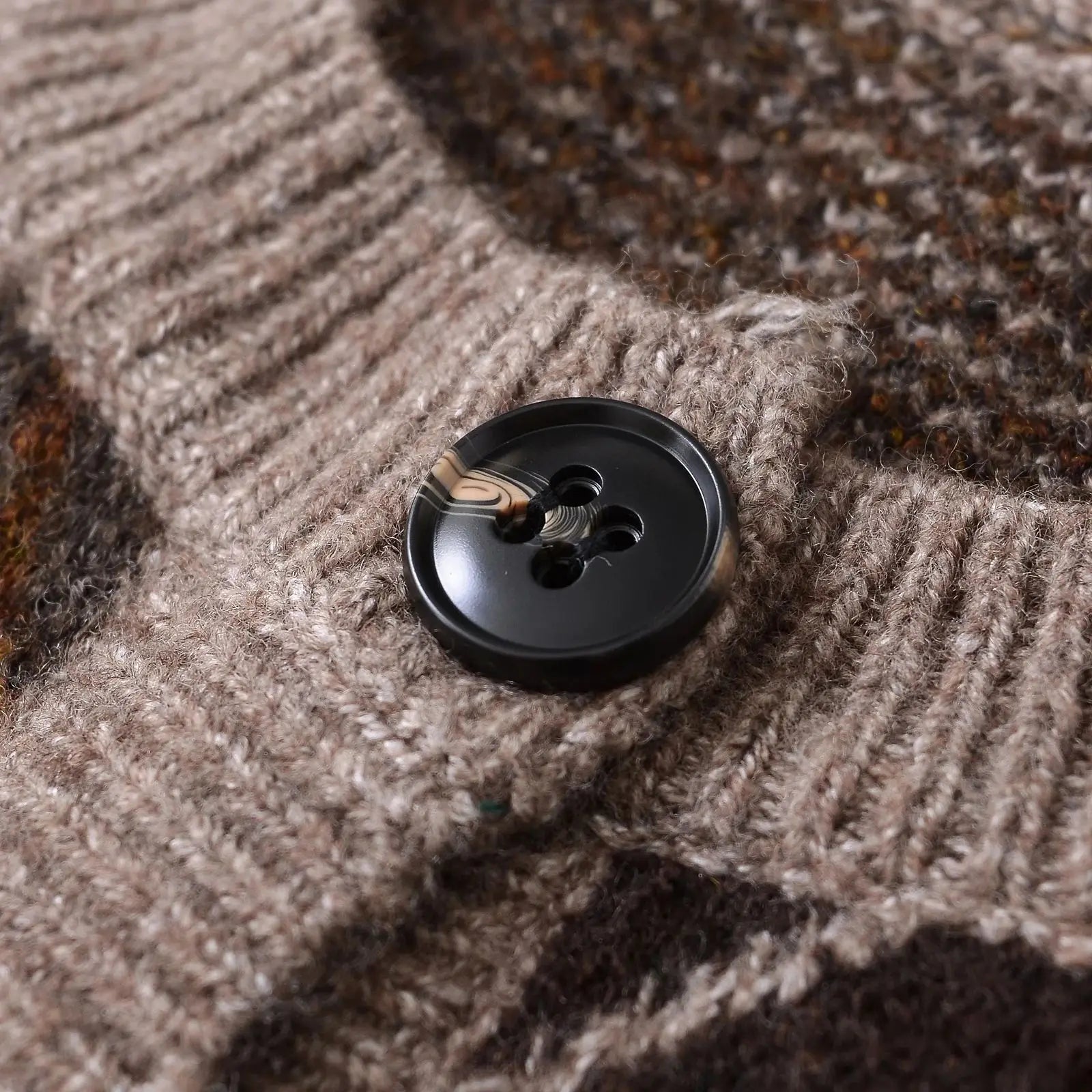 Women's Argyle Cardigan with Button-Front Closure and Ribbed Edges