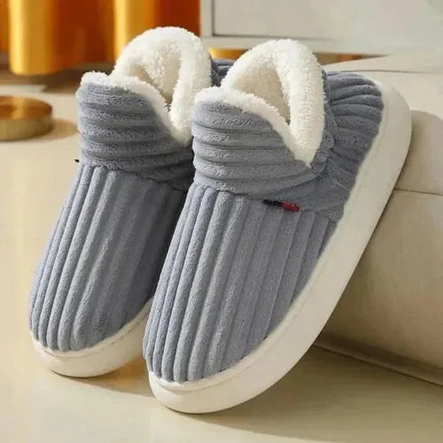 Women's Indoor Slippers with Ribbed Design and Non-Slip Sole