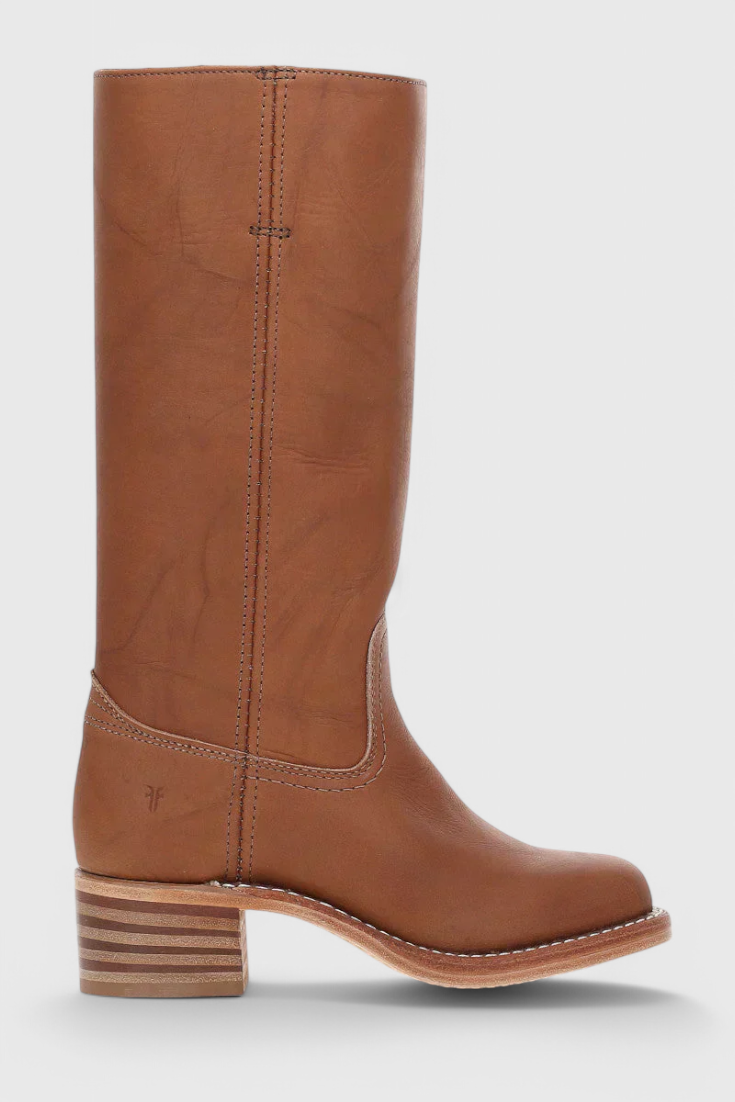 Women's Knee High Boots with Stacked Heel and Round Toe
