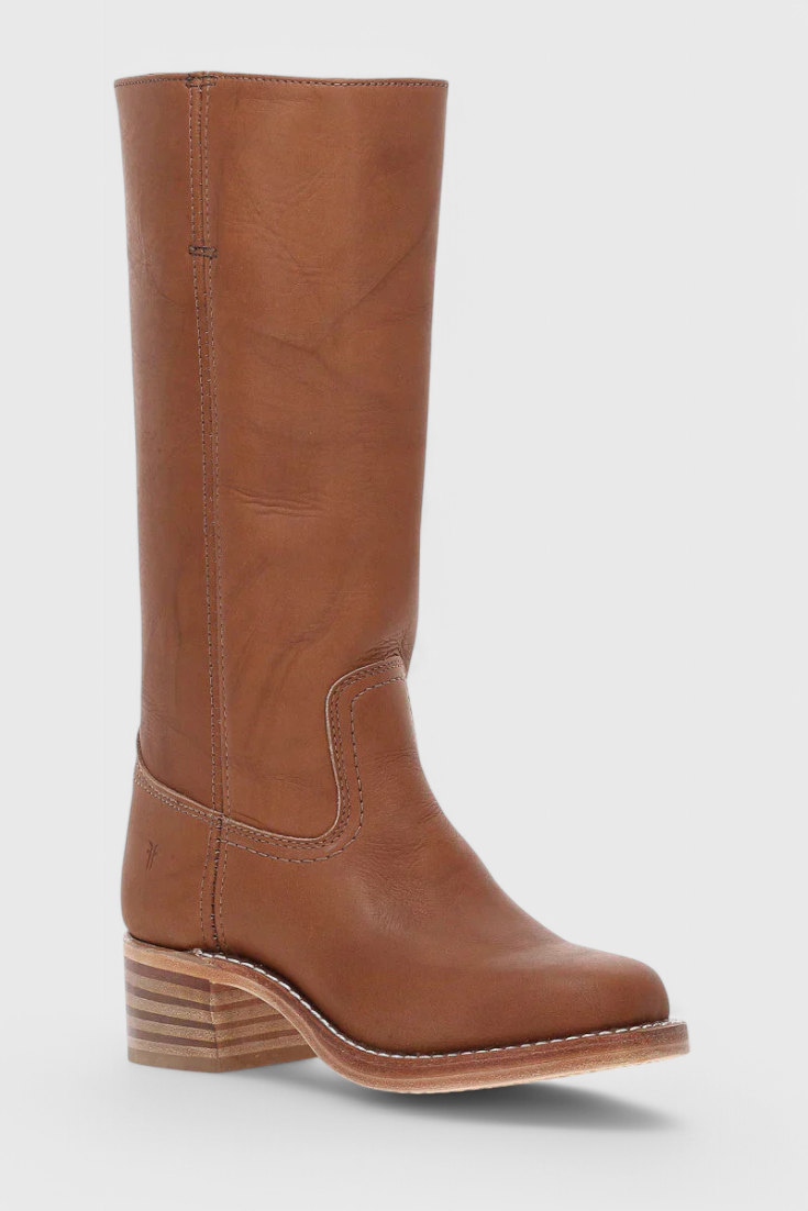 Women's Knee High Boots with Stacked Heel and Round Toe