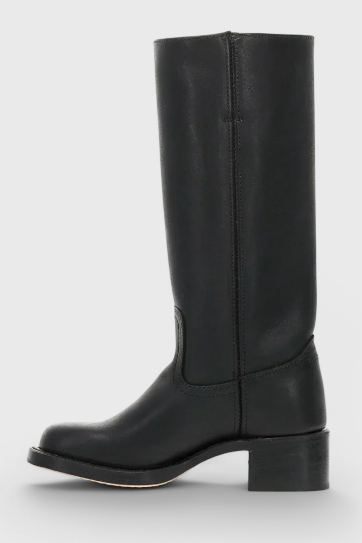 Women's Knee High Boots with Stacked Heel and Round Toe