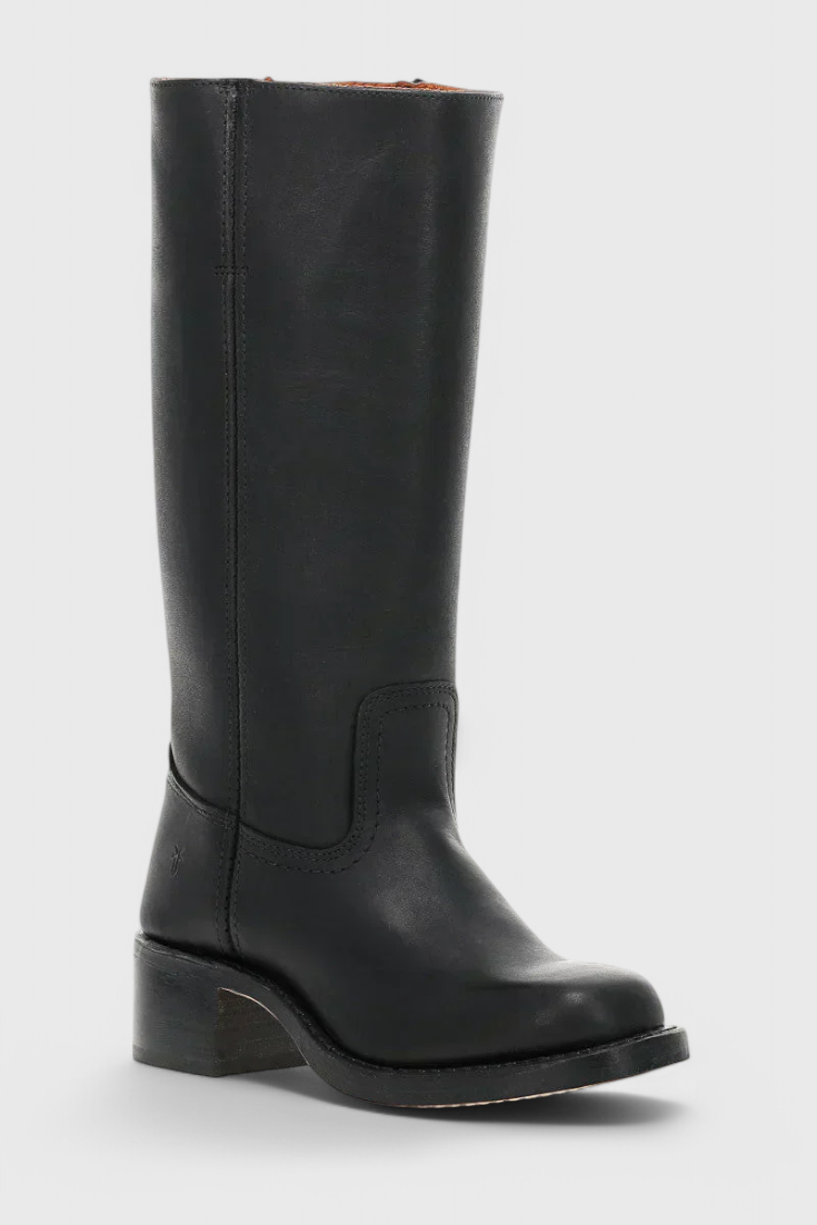 Women's Knee High Boots with Stacked Heel and Round Toe