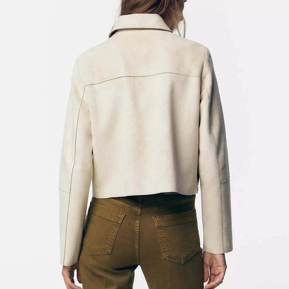 Women's Single-Breasted Coat with Front Pockets