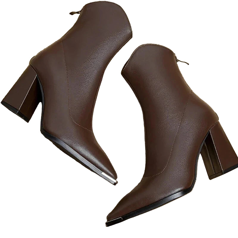 Women’s Ankle Boots with Block Heel and Pointed Toe