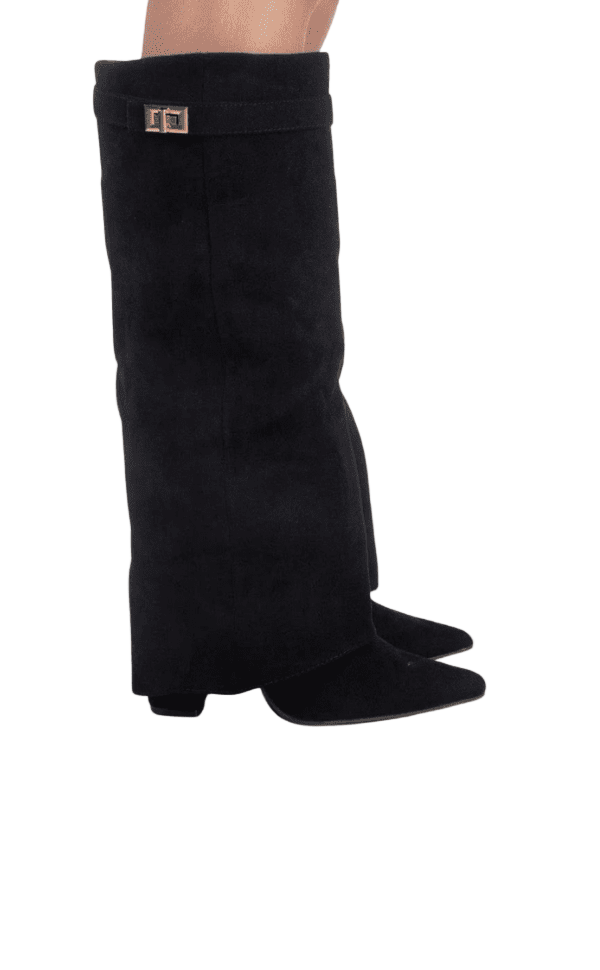 Women’s Knee-High Boots with Wide Shaft and Pointed Toe
