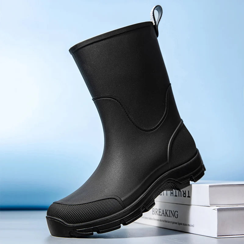 Women’s Mid-Calf Boots with Pull Tab and Treaded Sole