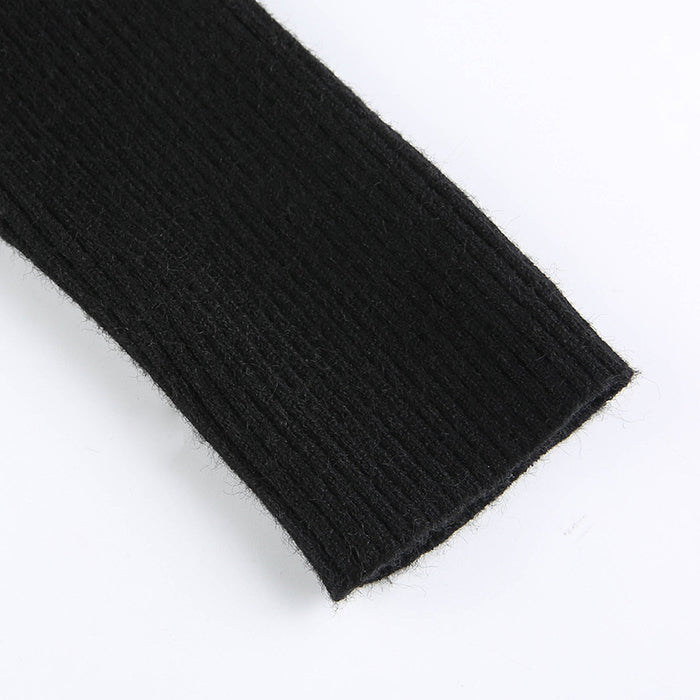 Women’s Ribbed Knit Mini Dress with Turtleneck and Long Sleeves