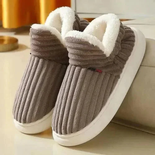 Women's Indoor Slippers with Ribbed Design and Non-Slip Sole
