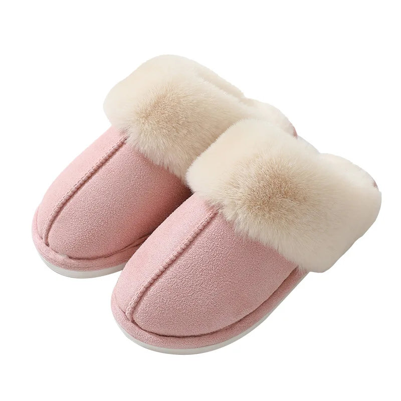 Women's Indoor Slippers with Soft Plush Cuff and Flat Sole