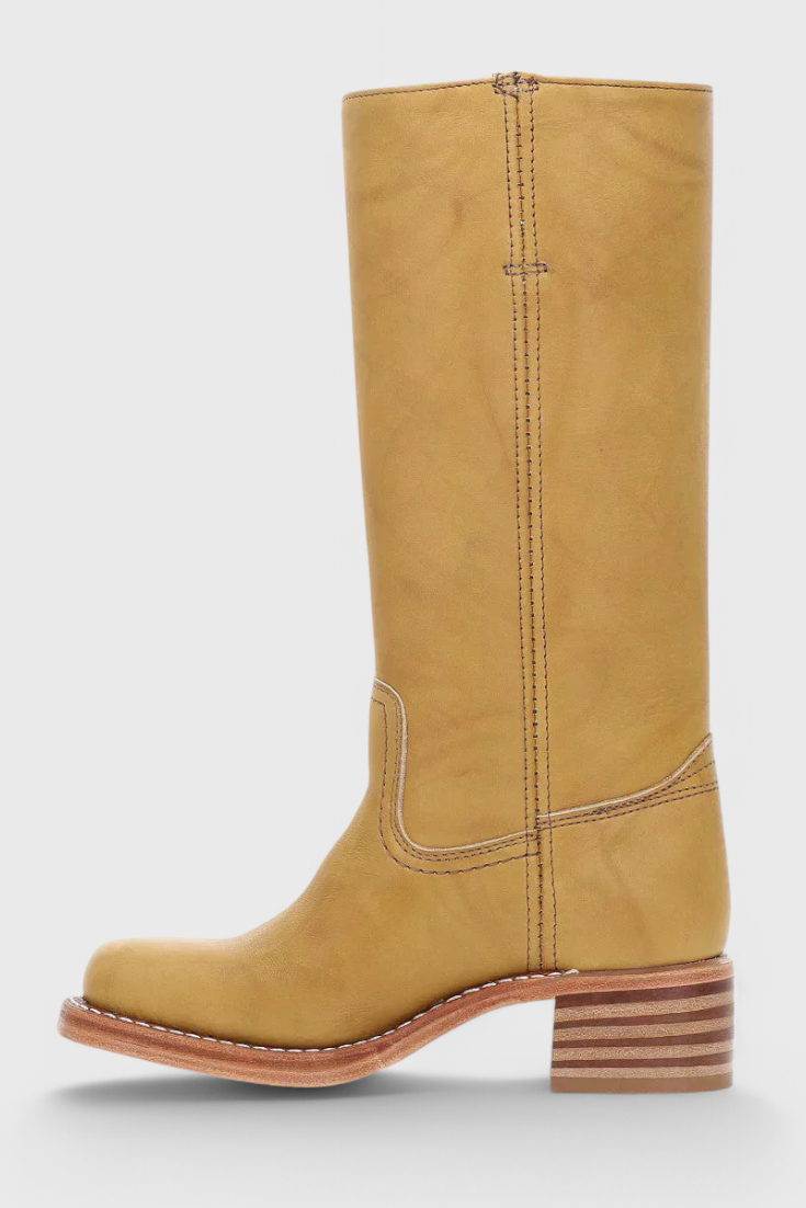 Women's Knee High Boots with Stacked Heel and Round Toe