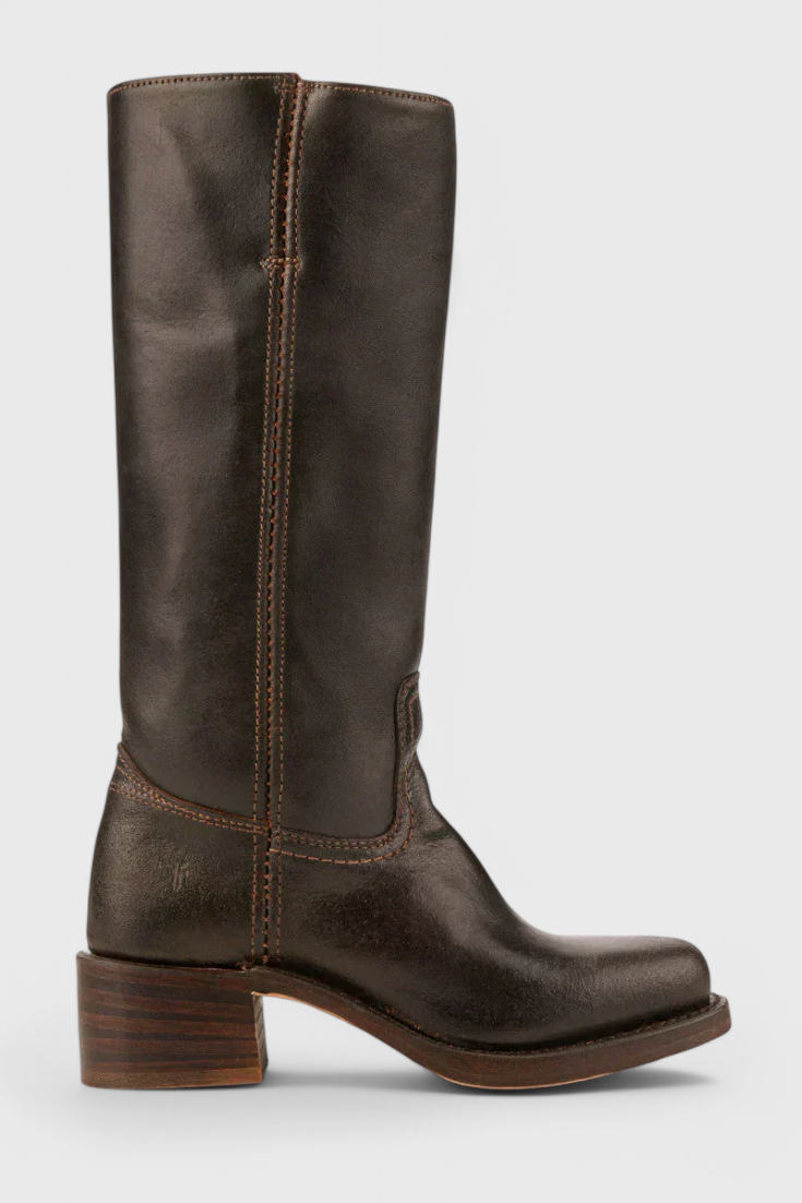 Women's Knee High Boots with Stacked Heel and Round Toe