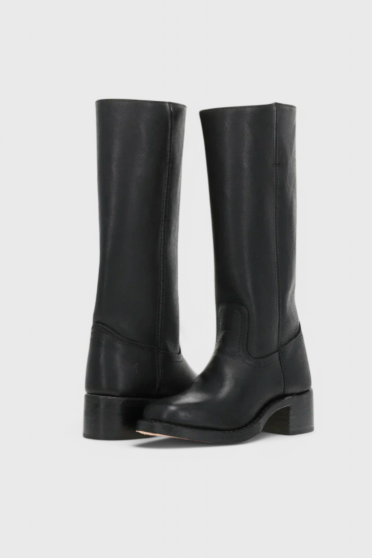 Women's Knee High Boots with Stacked Heel and Round Toe