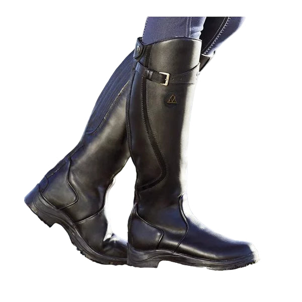 Women's Knee High Waterproof Boots with Buckle Strap and Grip Sole