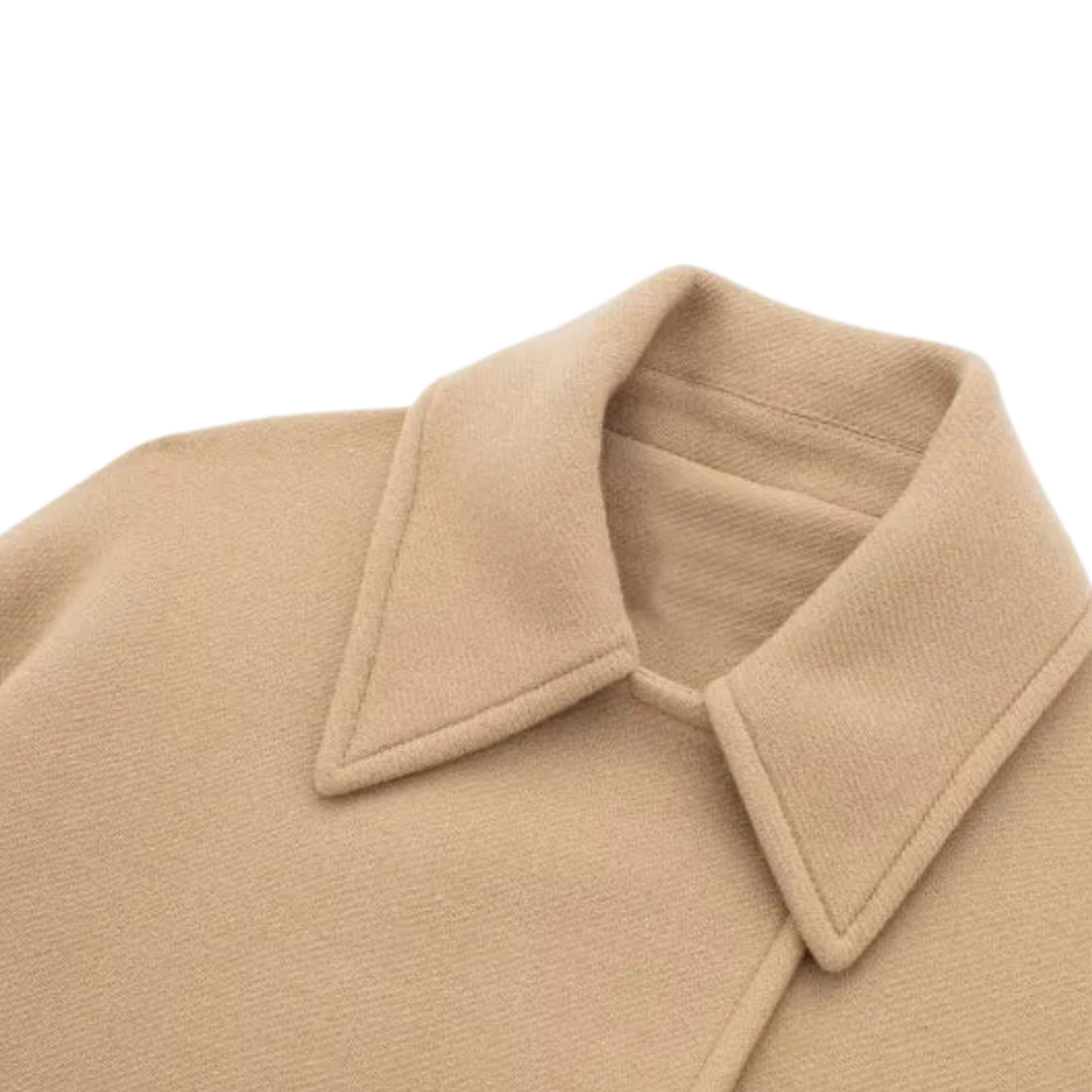 Women's Oversized Coat with Notched Collar and Concealed Button Front