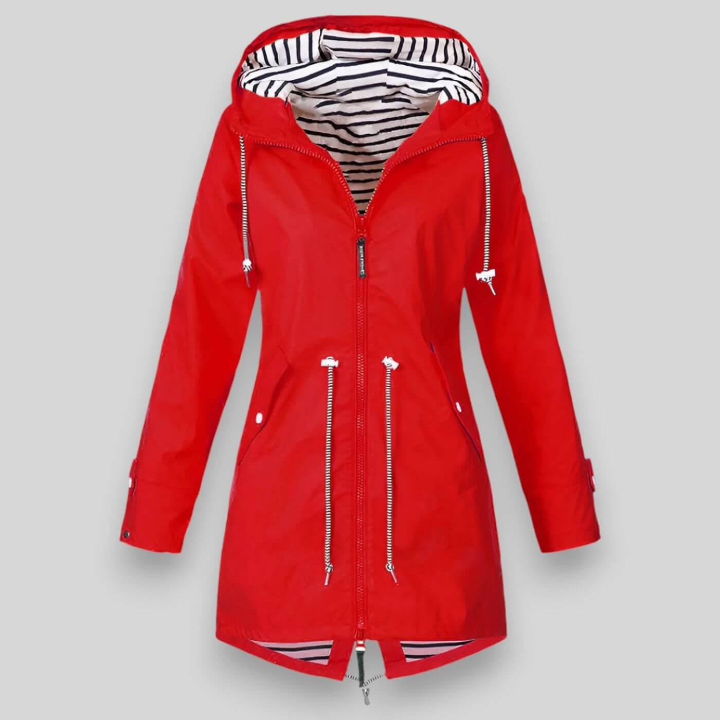 Women's Waterproof Rain Jacket with Hood and Drawcord Waist