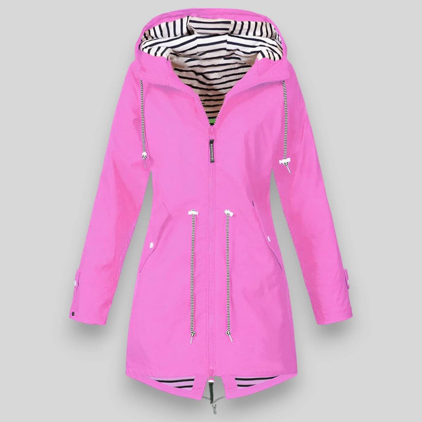 Women's Waterproof Rain Jacket with Hood and Drawcord Waist