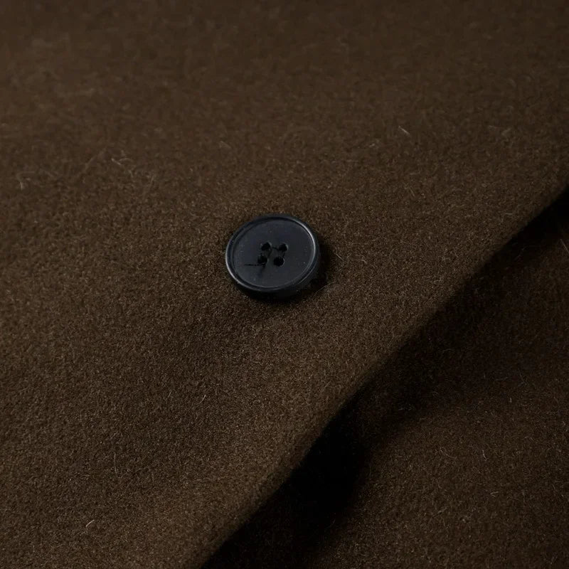 Women's Long Double-Breasted Trenchcoat with Lapel Collar