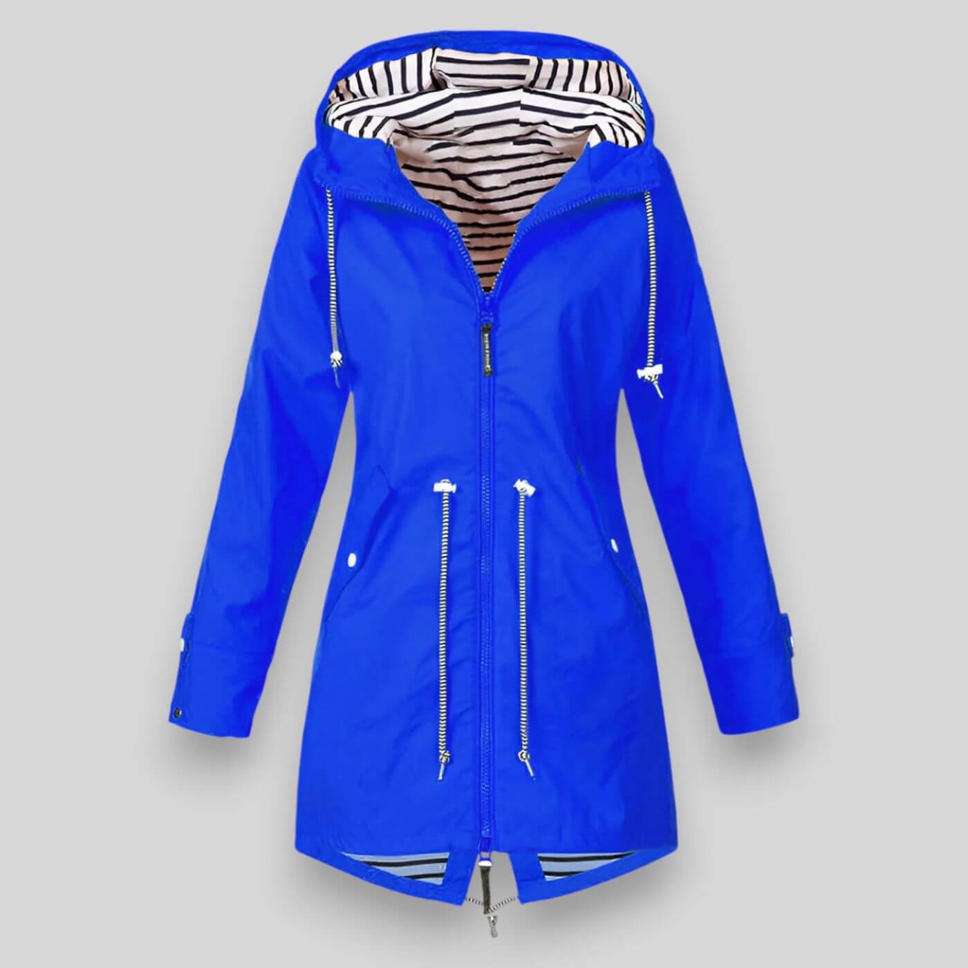 Women's Waterproof Rain Jacket with Hood and Drawcord Waist